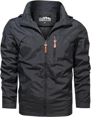 Men's Spring Fall Casual Windbreaker Jacket Cargo Stand Collar Military Bomber Jackets Winter Warm Outdoor Coat