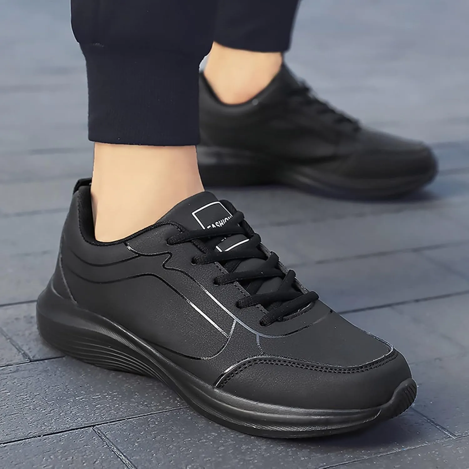 Men's Walking Sneakers Flat Non Slip Lightweight Breathable Outdoor Mens Comfortable Lace Up Sport Shoes
