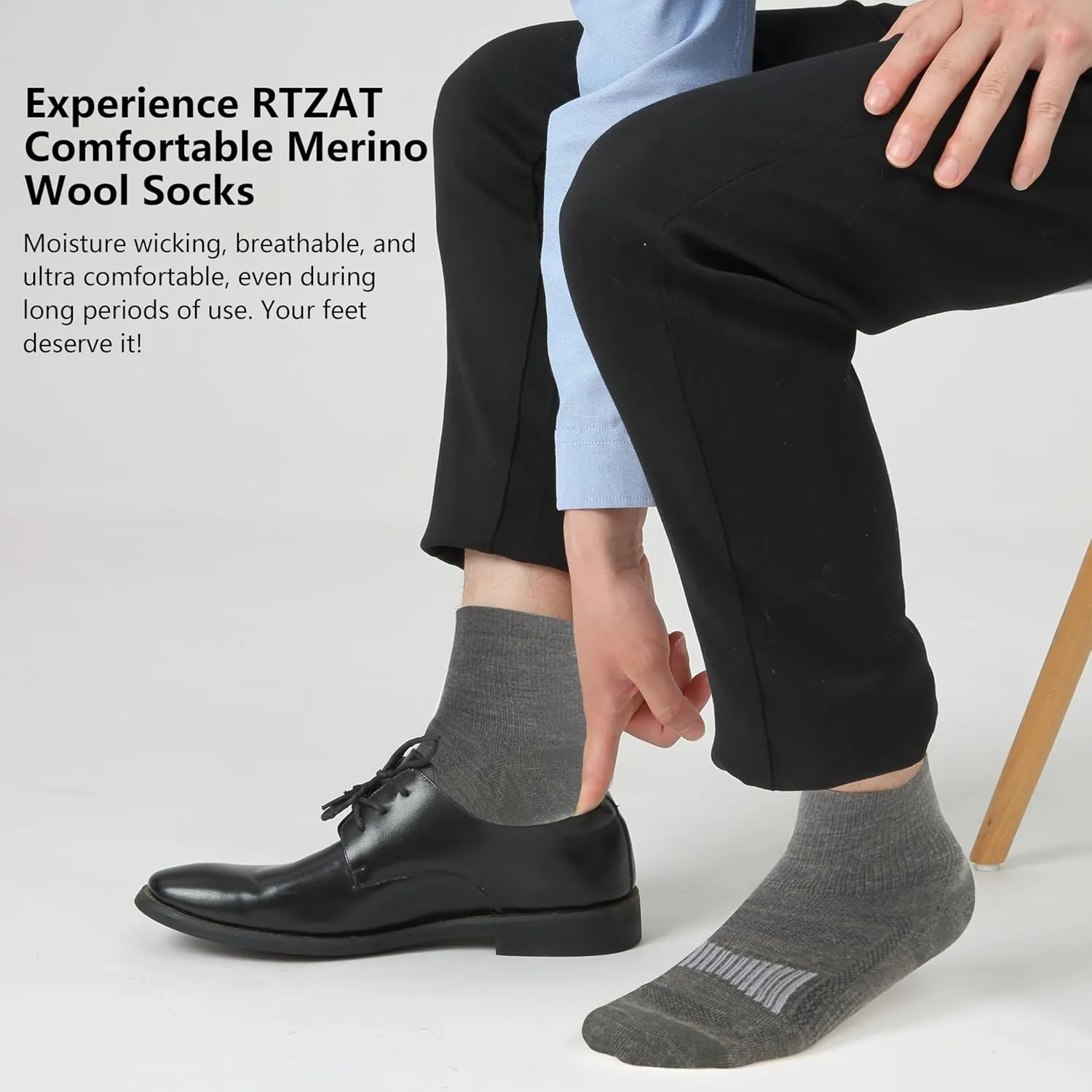 Men's Women's 90% Merino Wool Ankle Athletic Business Casual Running Arch Support Everyday Thin Wool Socks