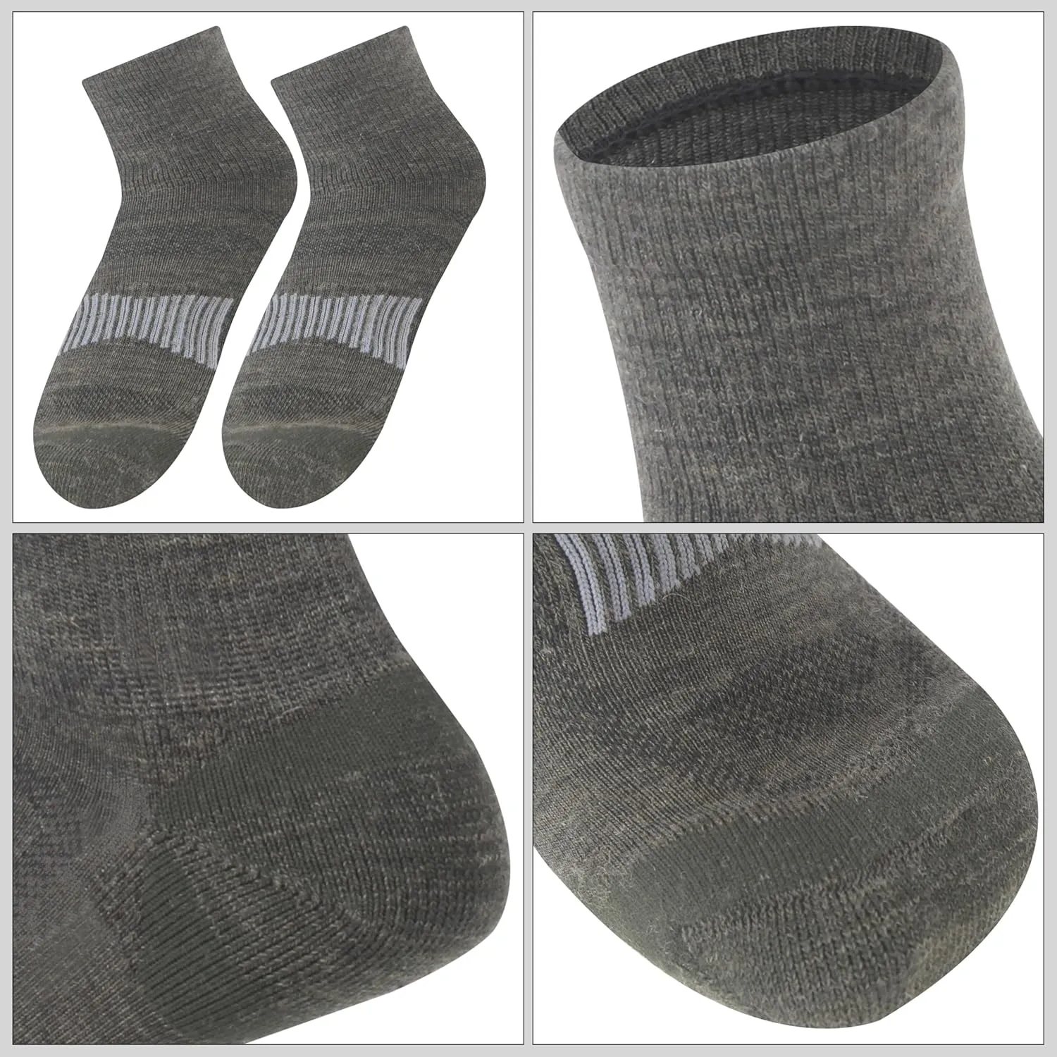 Men's Women's 90% Merino Wool Ankle Athletic Business Casual Running Arch Support Everyday Thin Wool Socks