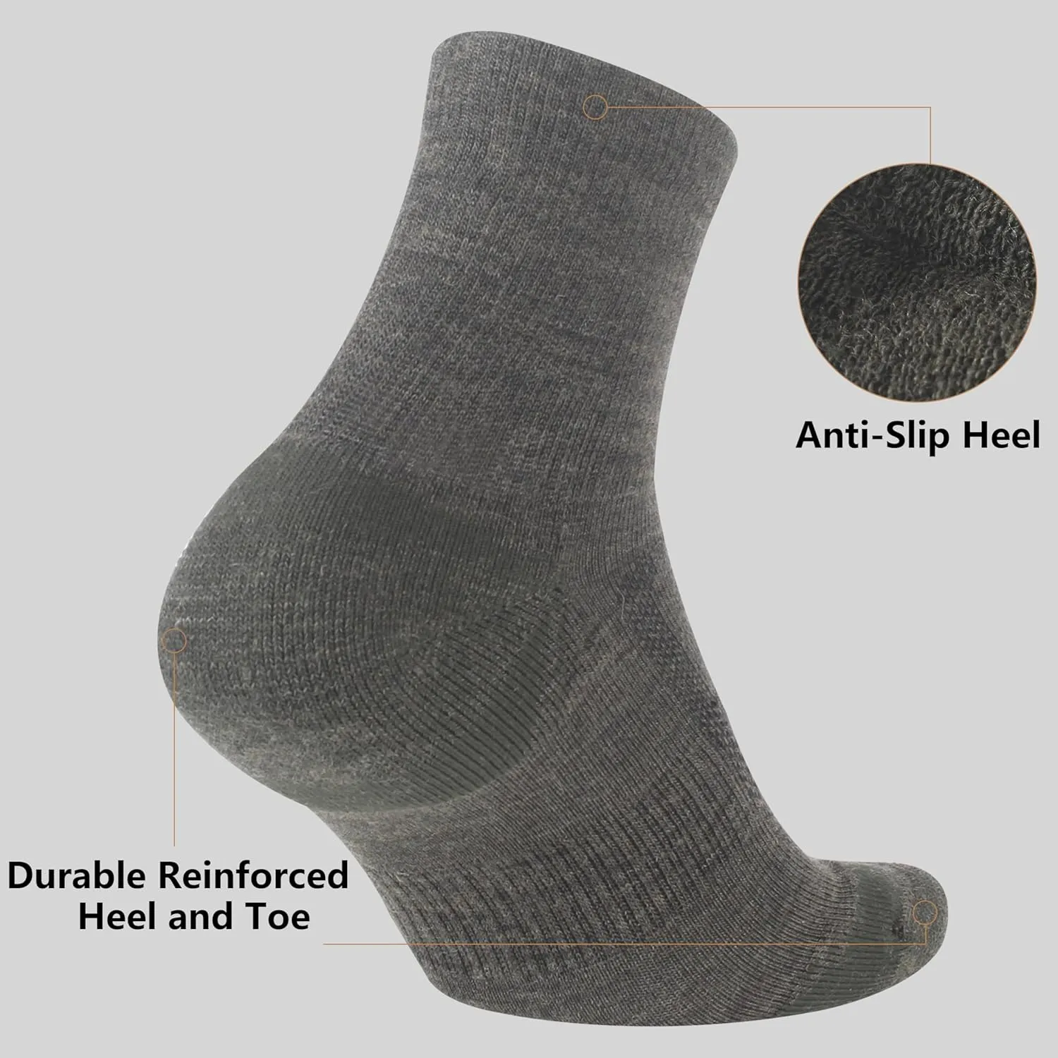 Men's Women's 90% Merino Wool Ankle Athletic Business Casual Running Arch Support Everyday Thin Wool Socks