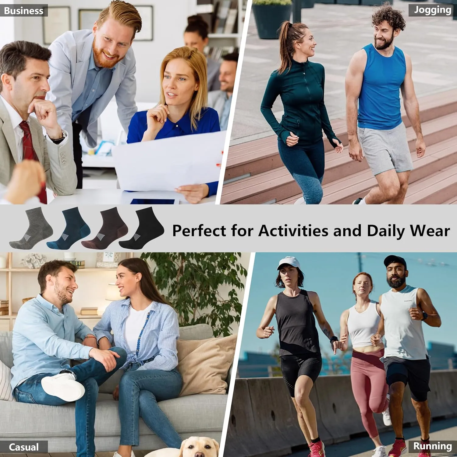Men's Women's 90% Merino Wool Ankle Athletic Business Casual Running Arch Support Everyday Thin Wool Socks