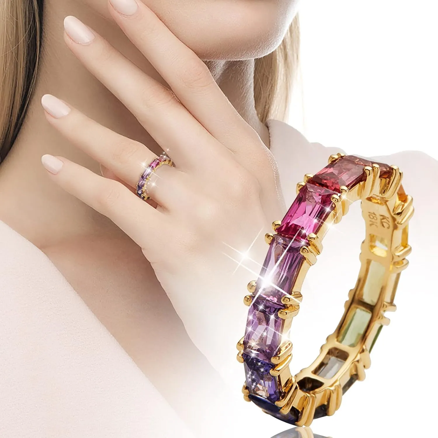 Multi Colorful Zircon Women'S Ring Simple Fashion Jewelry Stackable Daily Jewelry Accessories