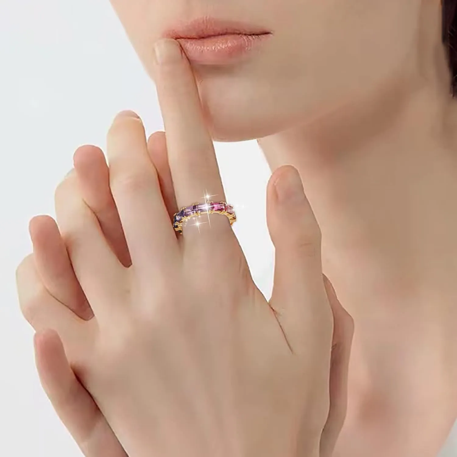 Multi Colorful Zircon Women'S Ring Simple Fashion Jewelry Stackable Daily Jewelry Accessories