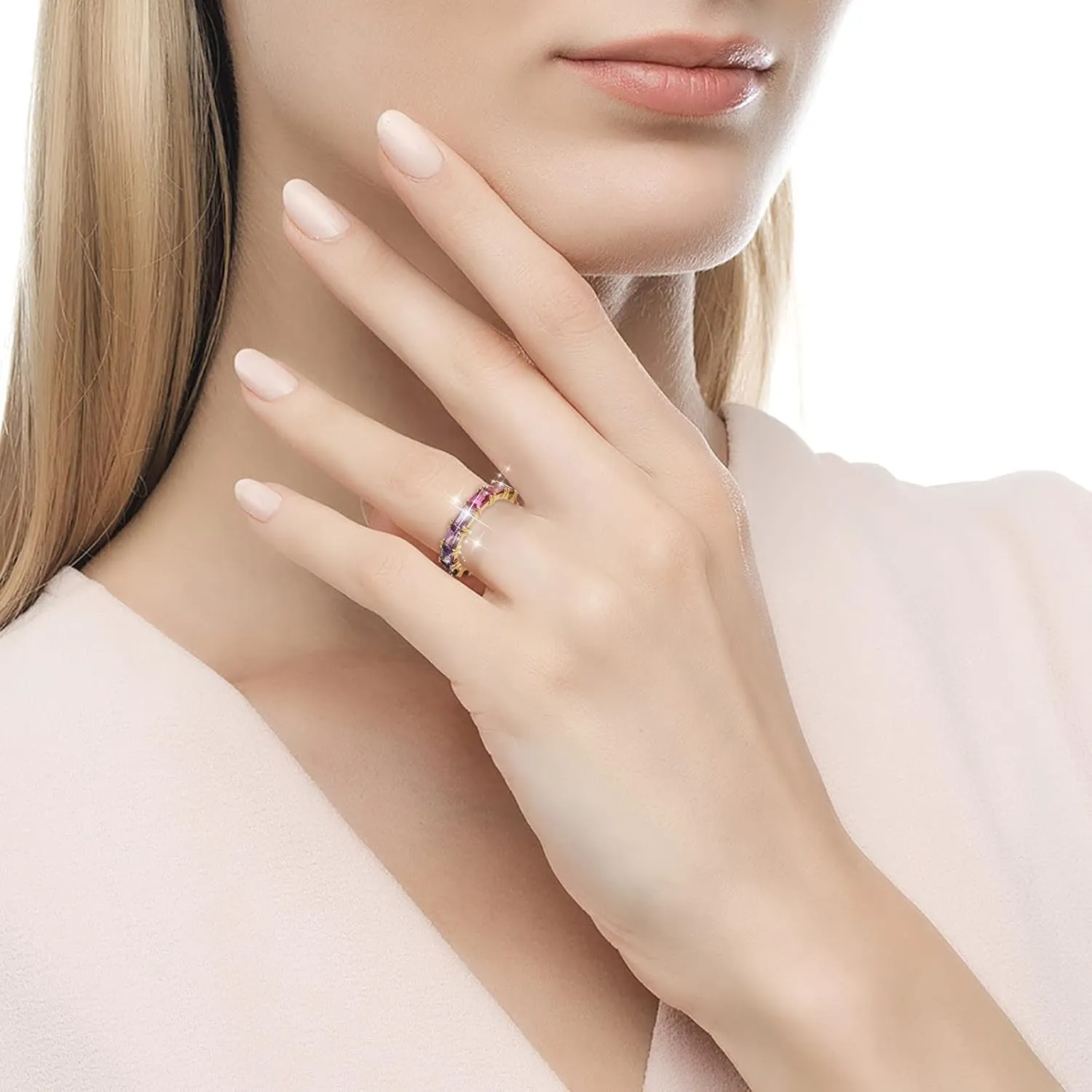 Multi Colorful Zircon Women'S Ring Simple Fashion Jewelry Stackable Daily Jewelry Accessories