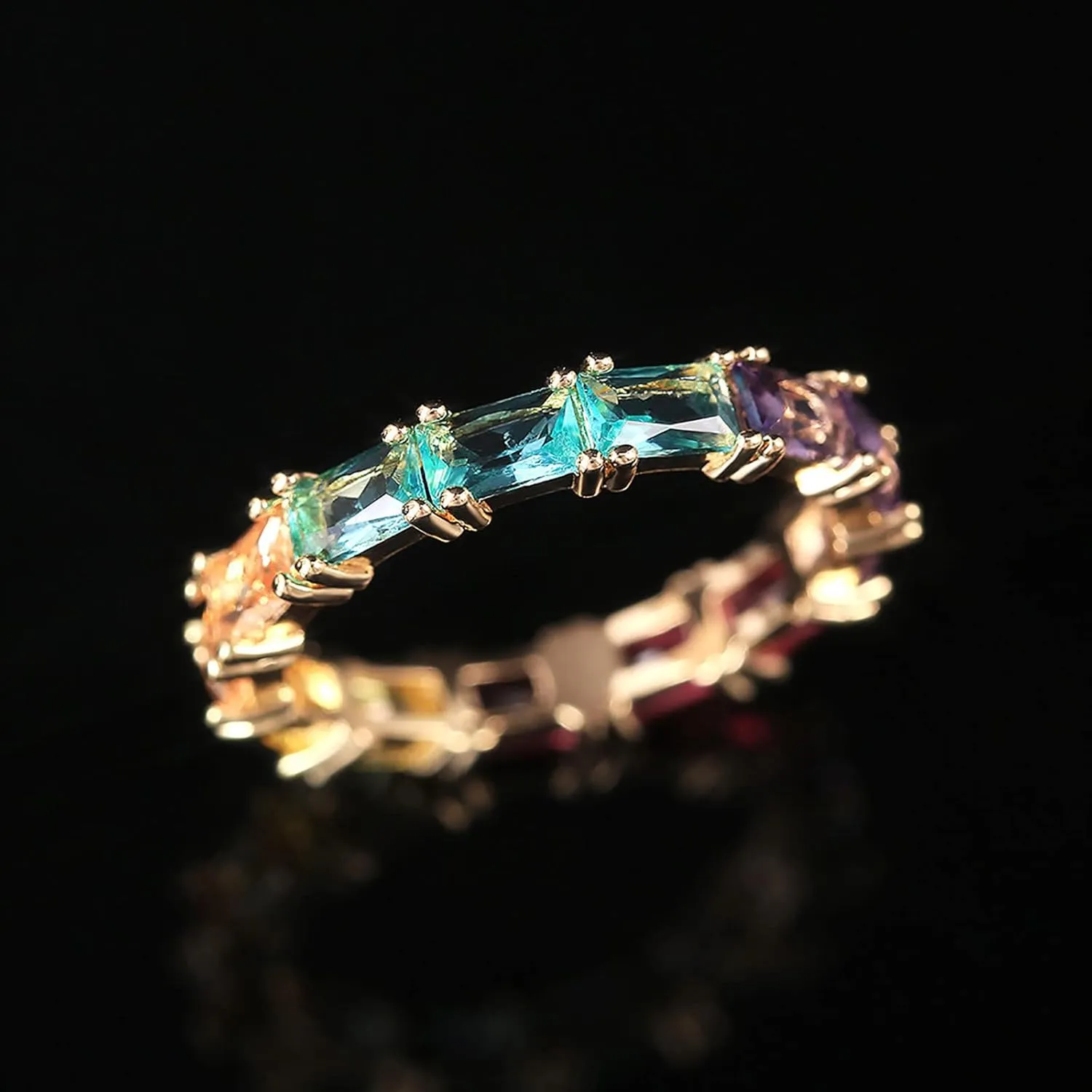 Multi Colorful Zircon Women'S Ring Simple Fashion Jewelry Stackable Daily Jewelry Accessories