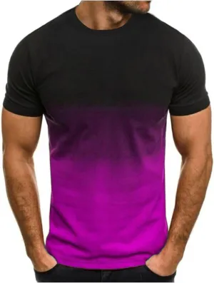 Muscularfit Mens Shirts Casual Short Sleeve Gradient Color Crewneck Shirt Summer Loose Fit Workout Tee Tops Beach Pullover