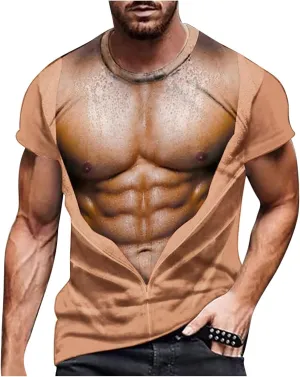 Muscularfit Mens Shirts Casual Stylish Big and Tall Short Sleeve Muscle Print Graphic Tee Shirts Athletic Gym Workout Tee Top