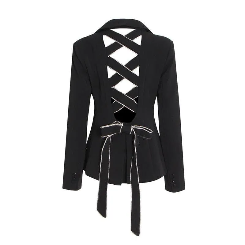 Nails drilled hollow all-match strap jacket
