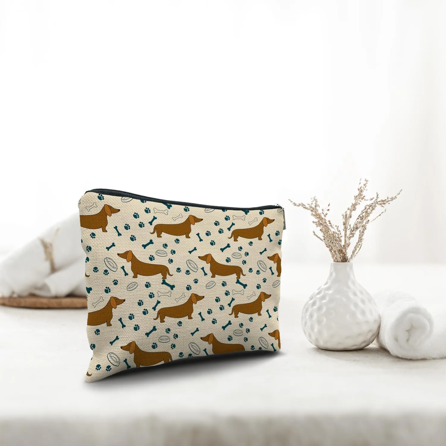 Nogrit Dachshund Gifts for Women Makeup Bag, Dachshund Gifts Cosmetic Bags for Women, Dachshund Gifts for Dachshund Lovers Small Makeup Bag, Dachshund Mom Gifts Small Cosmetic Bag for Purse
