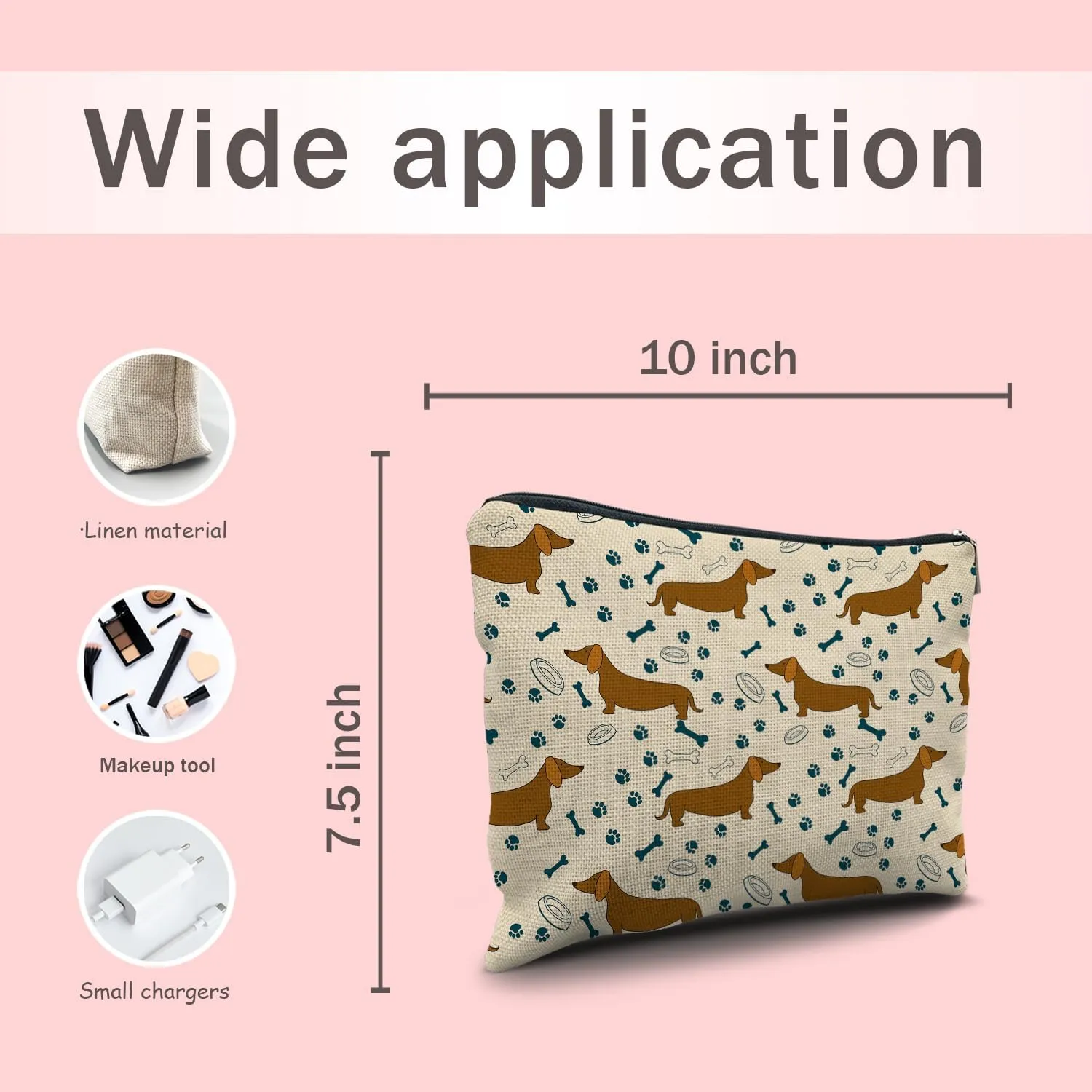 Nogrit Dachshund Gifts for Women Makeup Bag, Dachshund Gifts Cosmetic Bags for Women, Dachshund Gifts for Dachshund Lovers Small Makeup Bag, Dachshund Mom Gifts Small Cosmetic Bag for Purse