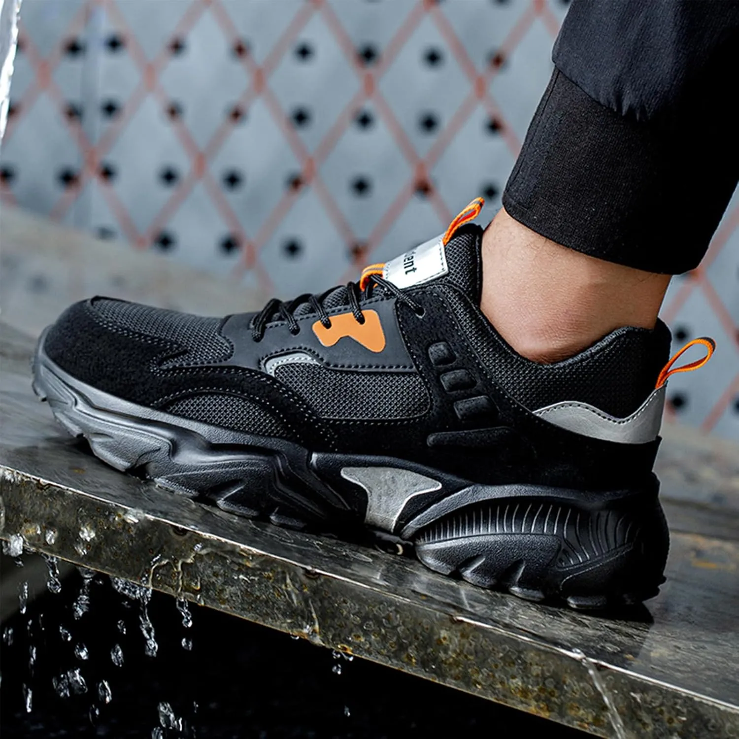 Nutropa Steel Toe Boots for Men, Lightweight Safety Work Shoes, Comfortable Breathable Composite Toe Boots Slip-Resistant Indestructible Shoes