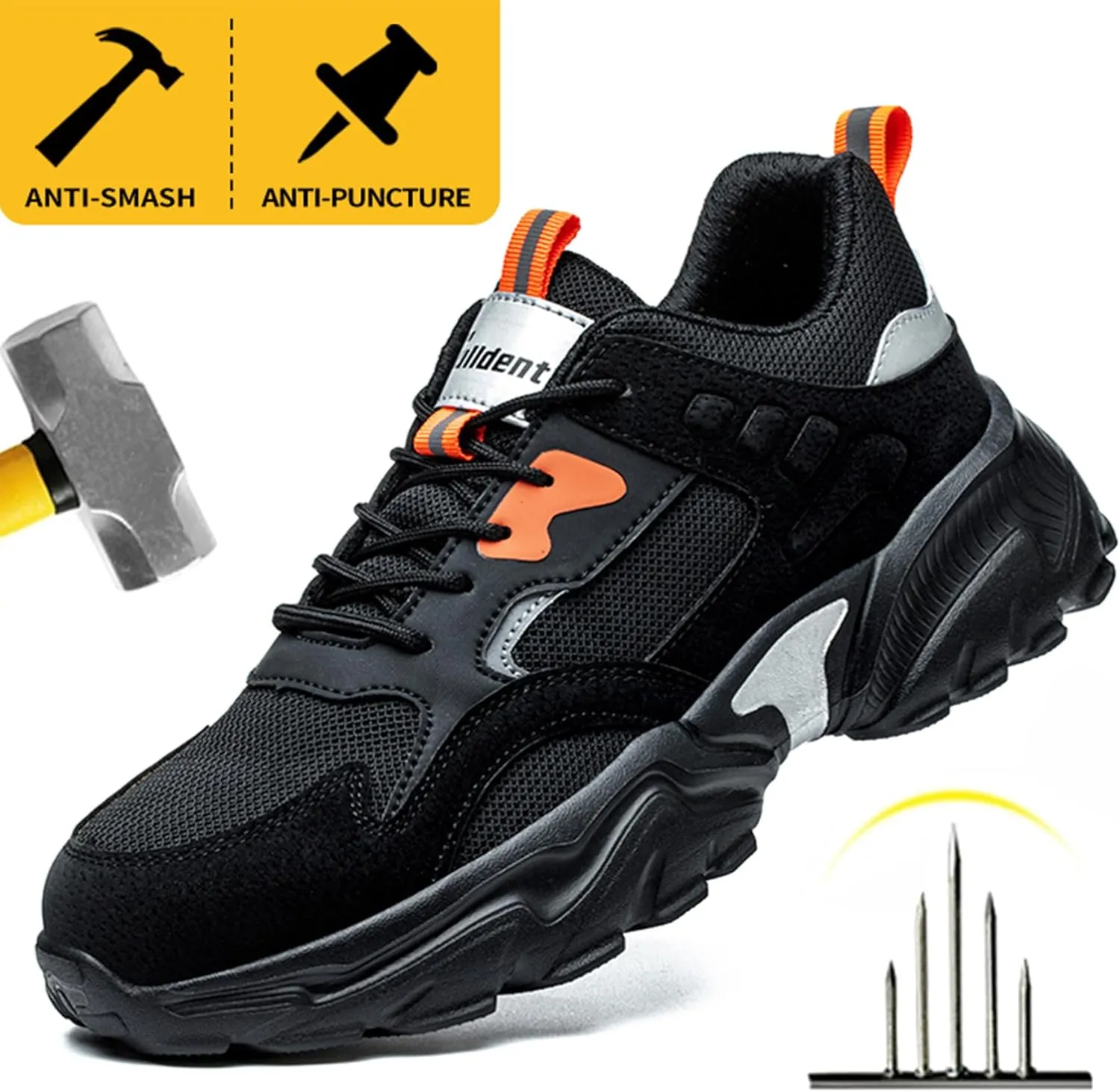 Nutropa Steel Toe Boots for Men, Lightweight Safety Work Shoes, Comfortable Breathable Composite Toe Boots Slip-Resistant Indestructible Shoes