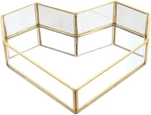 Ochine Glass Vintage Jewelry Box Glass Box Gold Jewelry Box Vintage Jewelry Organizer Decorative Wedding Card Box Golden Hexagon Clear Vanity Dresser Tray Jewelry Display Holder Home Decor