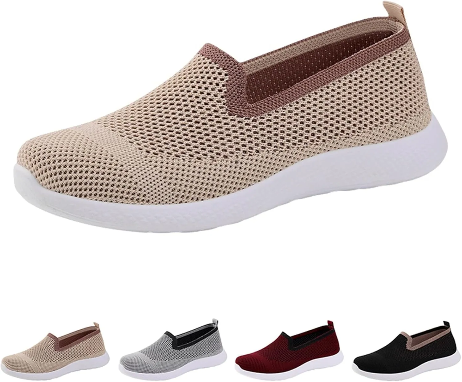 Orthopedic Walking Shoes for Women,Woven Orthopedic Breathable Walking Sneaker Non-Slip Arch Support Slip on Shoes