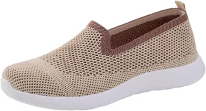 Orthopedic Walking Shoes for Women,Woven Orthopedic Breathable Walking Sneaker Non-Slip Arch Support Slip on Shoes