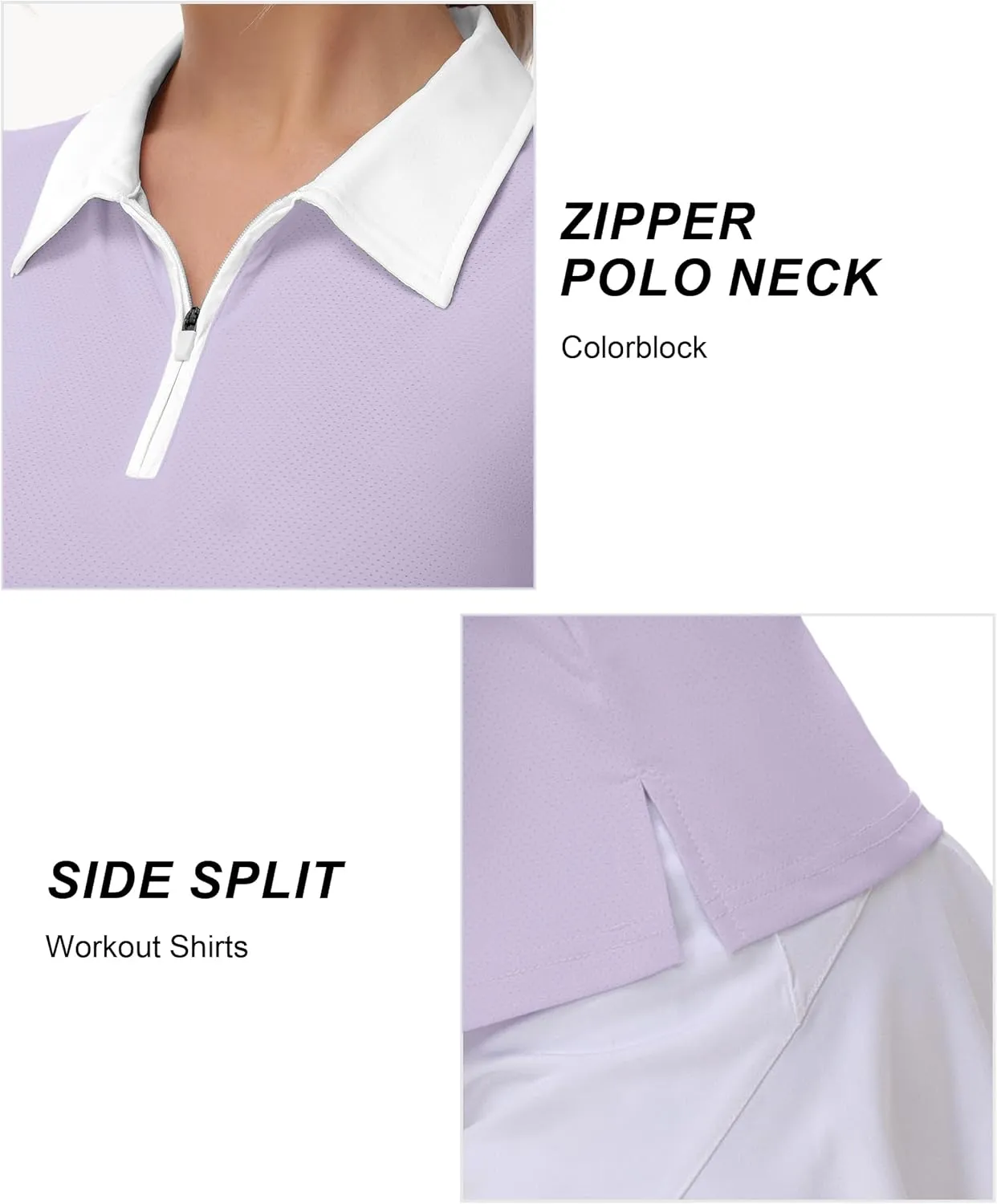 Patchwork Polo Shirts Womens Athletic Golf Tennis Tanks Top Split Side Zipper V Neck Shirts Sleeveless Tanks Top