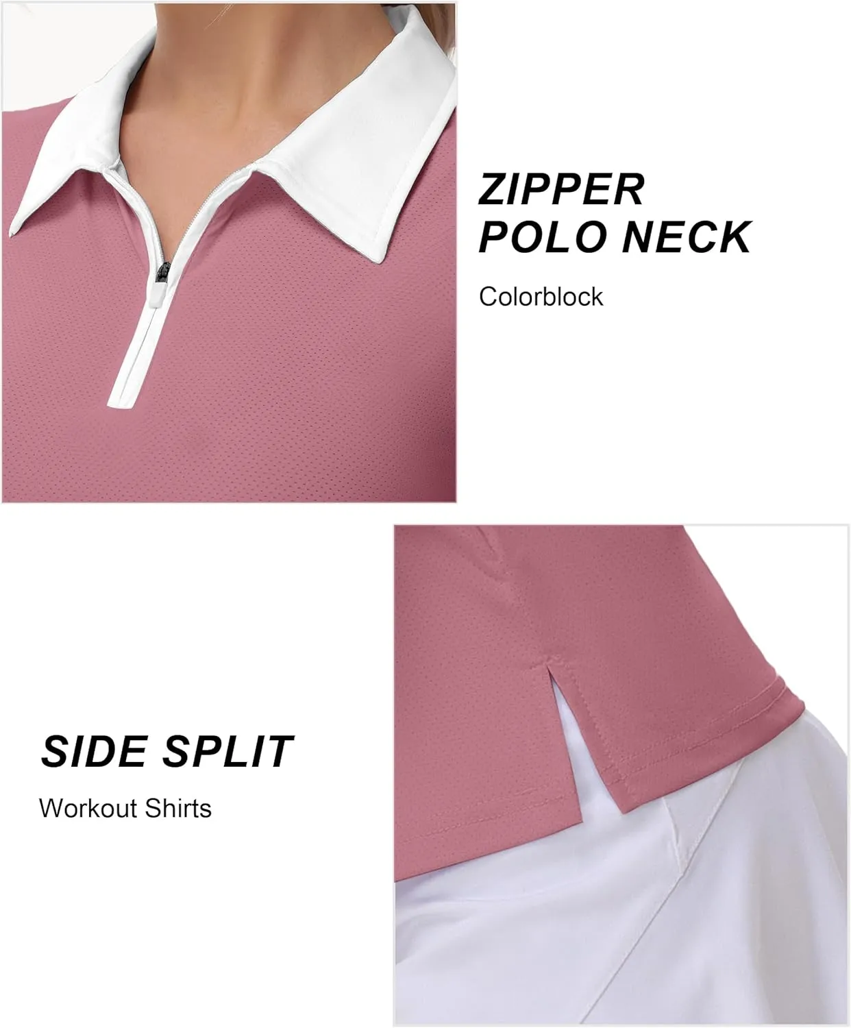 Patchwork Polo Shirts Womens Athletic Golf Tennis Tanks Top Split Side Zipper V Neck Shirts Sleeveless Tanks Top