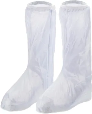 PATIKIL M Waterproof Rain Boot Shoe Cover, 1 Pair PVC Reusable Non-Slip Overshoes Rain Galoshes Snow Boots Protector with Zipper for Rainy Outdoor, White