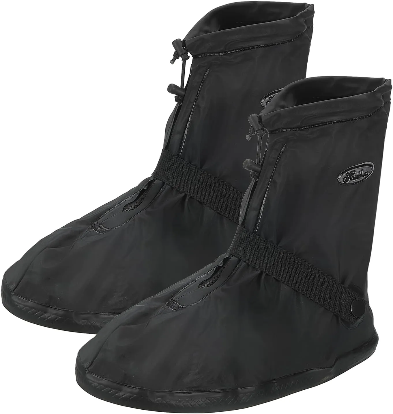 PATIKIL XXXL Waterproof Rain Boot Shoe Cover, 1 Pair PVC Reusable Non-Slip Rain Snow Galoshes Protector with Zipper for Men Women Rainy Outdoor, Black
