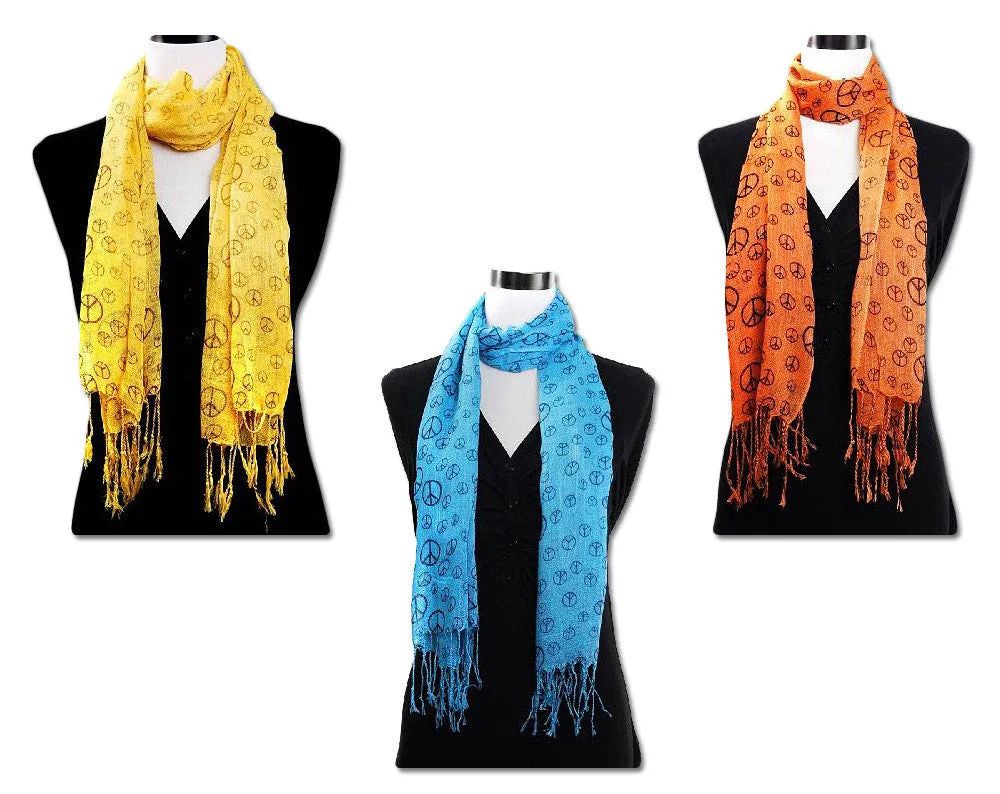 Peace Sign Oblong Scarves