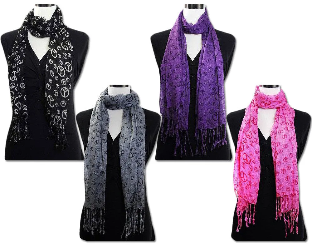 Peace Sign Oblong Scarves
