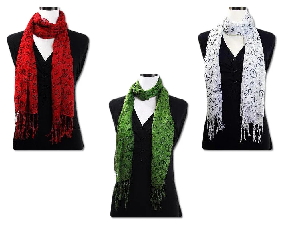 Peace Sign Oblong Scarves