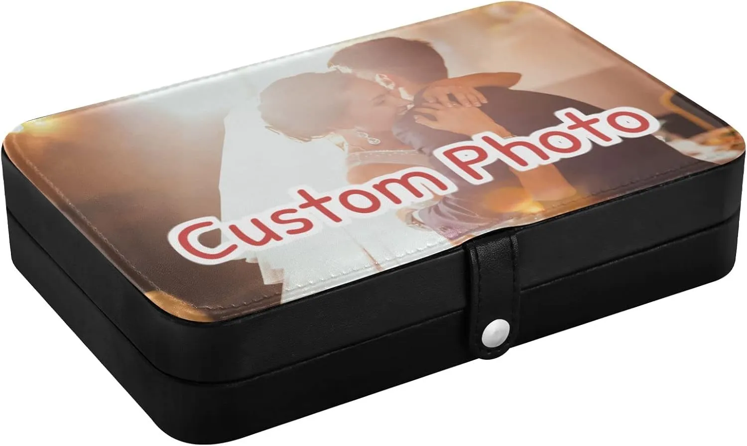 Personalized Jewelry Organizer Custom Photo Travel Jewelry Box for Women Girls PU Leather Travel Jewelry Case Portable Jewellery Holder Jewelry Storage Case Display for Earrings Ring Necklace Bracelet
