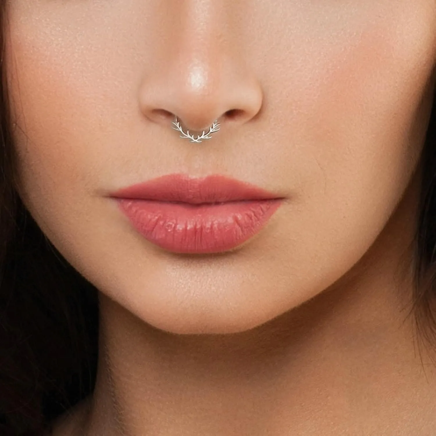 Piercing Jewelry Earrings, Sterling Silver Body Piercing Jewelry 1Pc Nose Ring 1.2mm Thickness Branches Piercing Jewelry Thanksgiving Gift for Women
