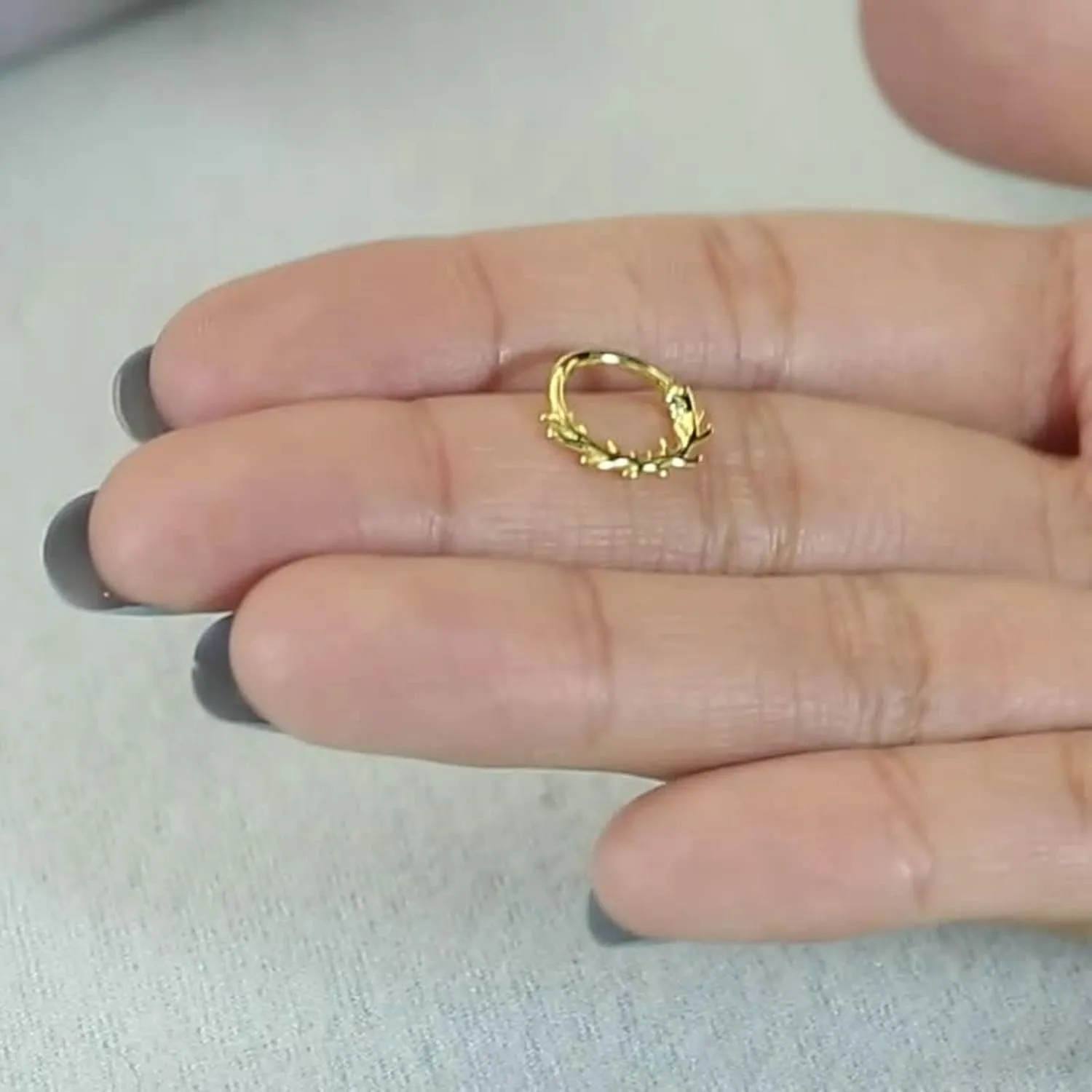 Piercing Jewelry Earrings, Sterling Silver Body Piercing Jewelry 1Pc Nose Ring 1.2mm Thickness Branches Piercing Jewelry Thanksgiving Gift for Women