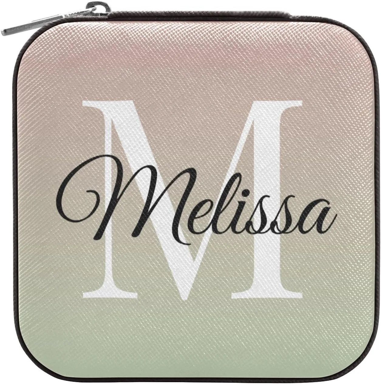 Pink Gradient Custom Travel Jewelry Case PU Leather Personalized Portable Jewelry Box Jewelry Travel Organizer Small Jewelry Box for Earring Bracelet Necklace Gifts Ring Display Box Holder for Women
