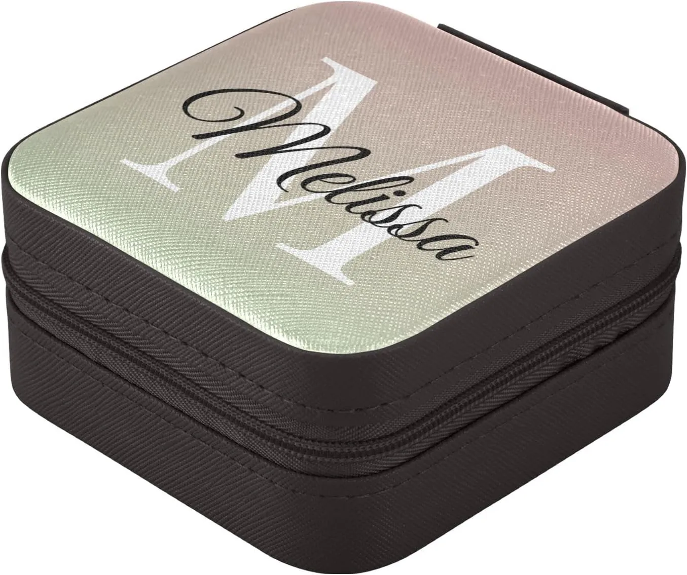 Pink Gradient Custom Travel Jewelry Case PU Leather Personalized Portable Jewelry Box Jewelry Travel Organizer Small Jewelry Box for Earring Bracelet Necklace Gifts Ring Display Box Holder for Women