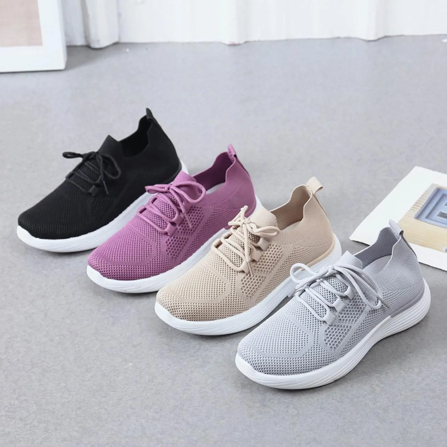 Platform Sneakers for Women Fashion Tan Zapatos Antideslizantes para Mujer De Trabajo Womens White Athletic Shoes Size 9.5 Black Running Sneakers for Women Extra Wide Toe Box Athletic Shoes Women