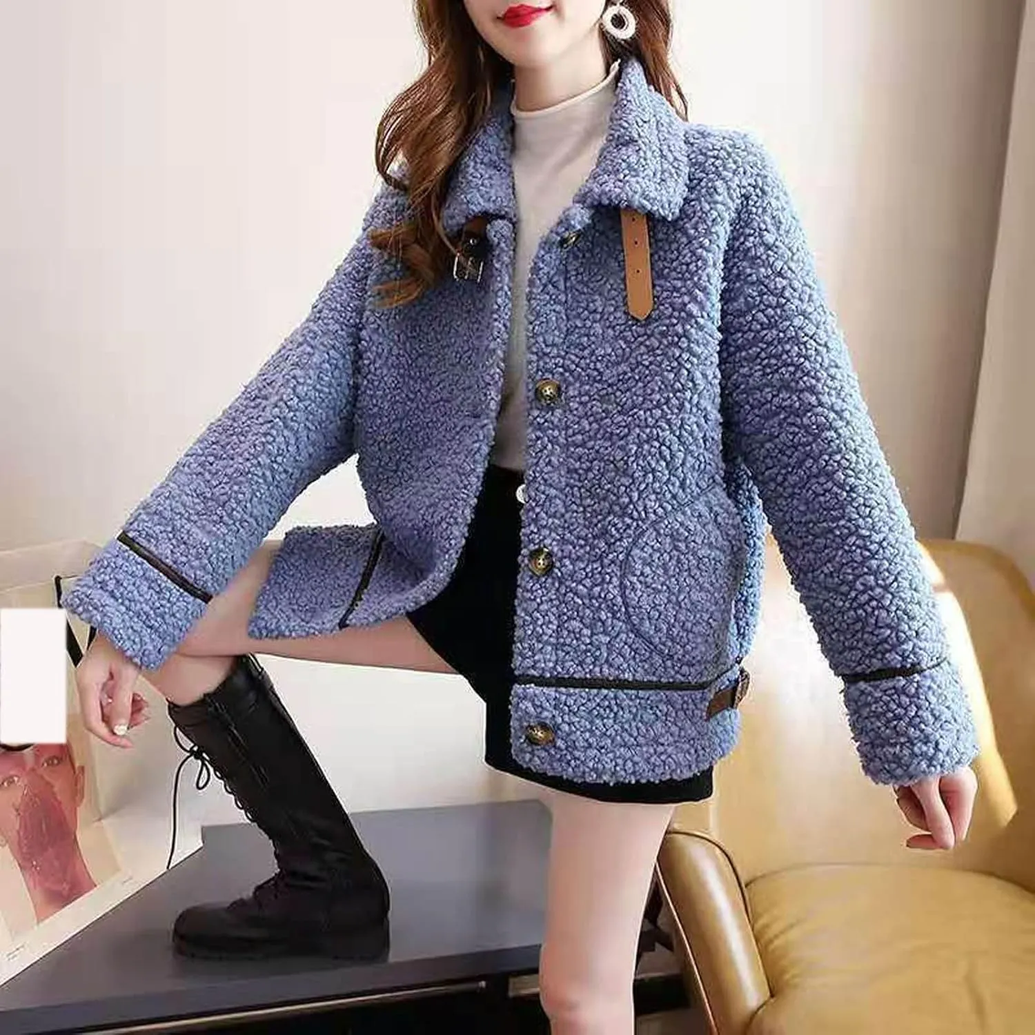 Plus Size Winter Coats for Women Turndown Collar Button Cardigan Jackets Long Sleeve Warm Versatile Tops Outerwear