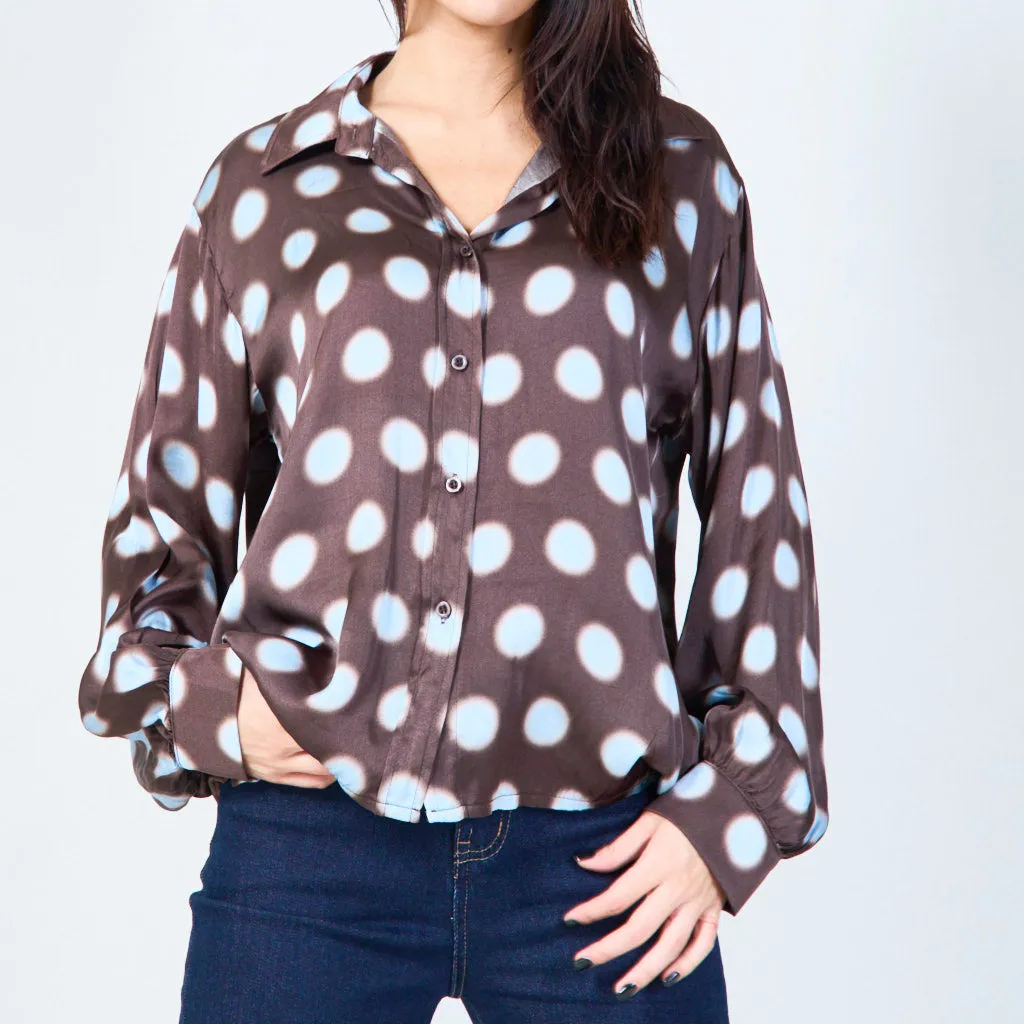 Polka dot satin blouse wholesale