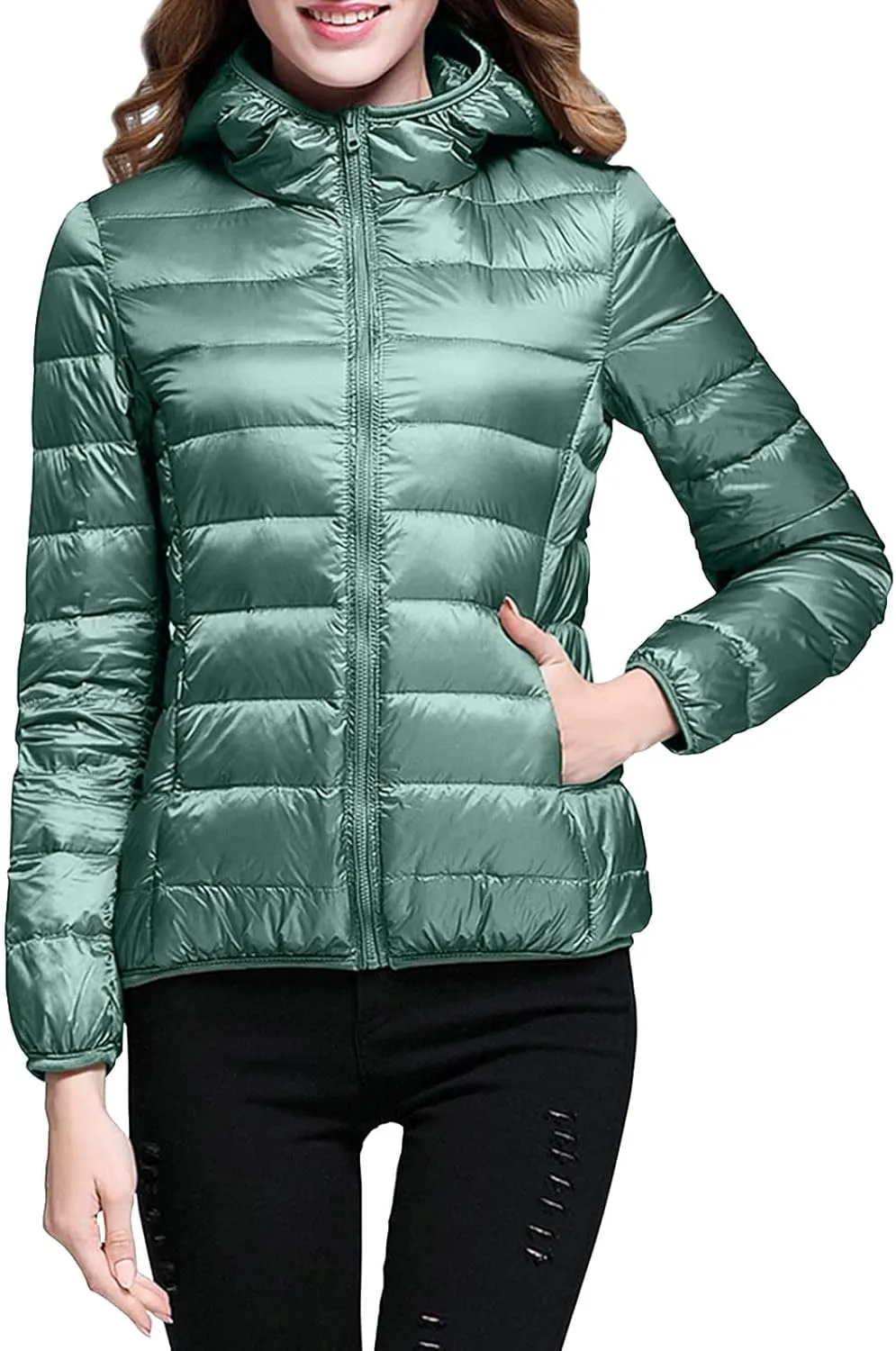 Puffer Jacket Womens Packable Winter Coats Light Winter Jackets Warm Down Jacket Quilted Jackets with Pockets
