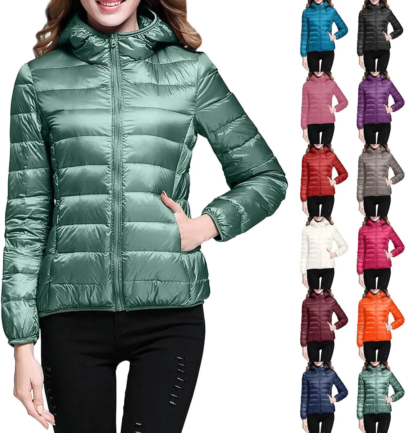 Puffer Jacket Womens Packable Winter Coats Light Winter Jackets Warm Down Jacket Quilted Jackets with Pockets