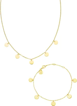 PURELEI Kalea Bundle Gold  Waterproof necklace bracelet set  18K Gold plated stainless steel jewelry  Jewelry gift sets  Jewelry sets for women  Necklace and bracelet with coins  Gold jewelry s