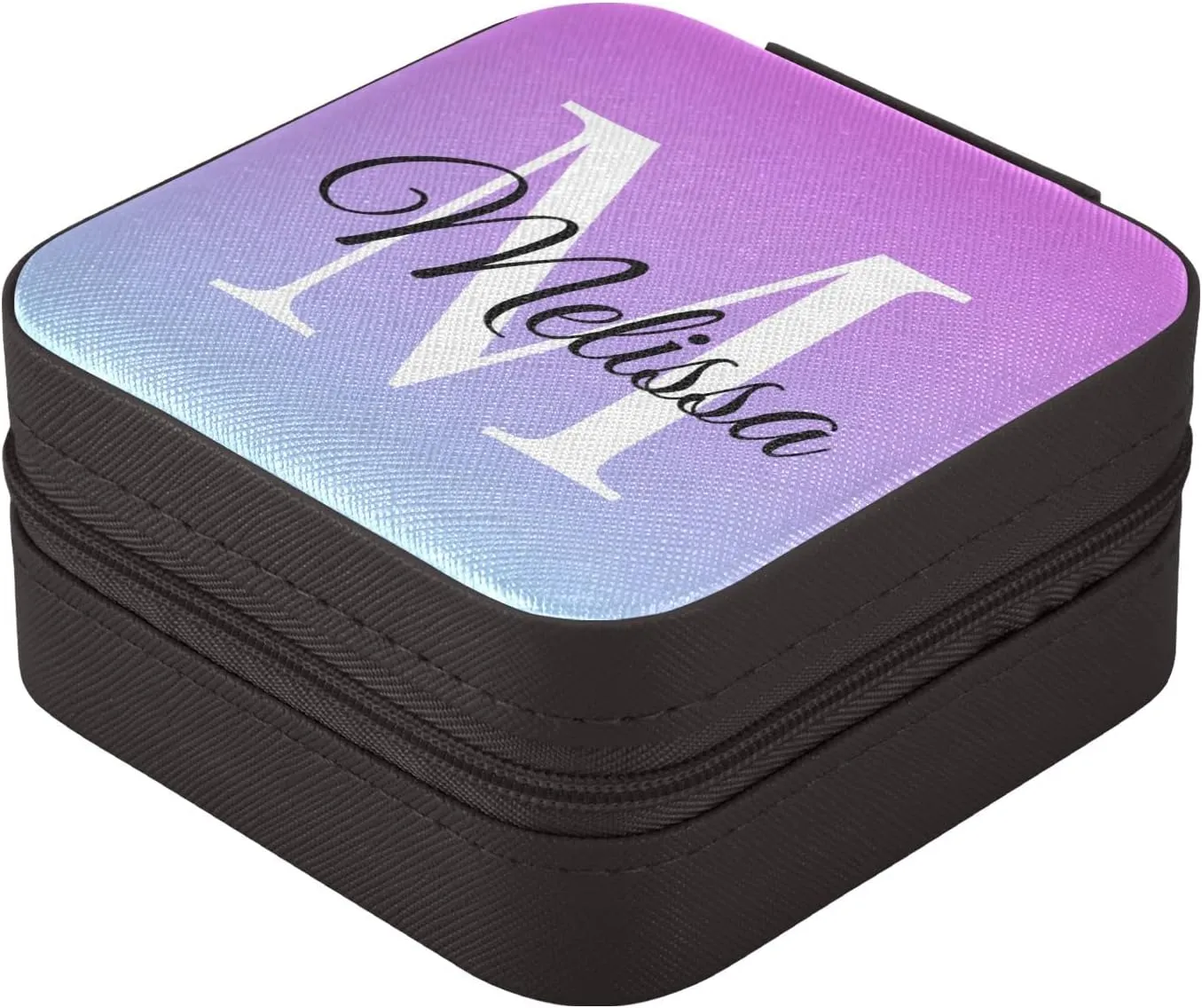 Purple Gradient Custom Travel Jewelry Case PU Leather Personalized Portable Jewelry Box Travel Jewelry Organizer Small Jewelry Box for Ring Necklace Earring Gifts Display Box Holder for Women
