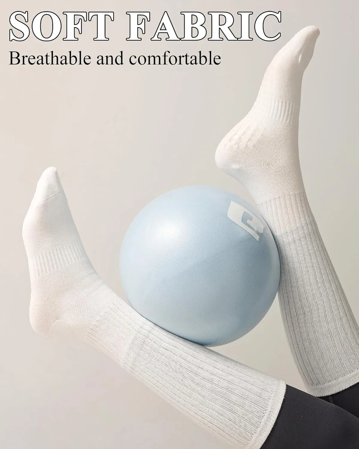 REACH STAR Grip Pilates Socks for Women, Yoga Slouch Socks with Grip for Barre Workout Hospital Long Scrunch Slipper Socks