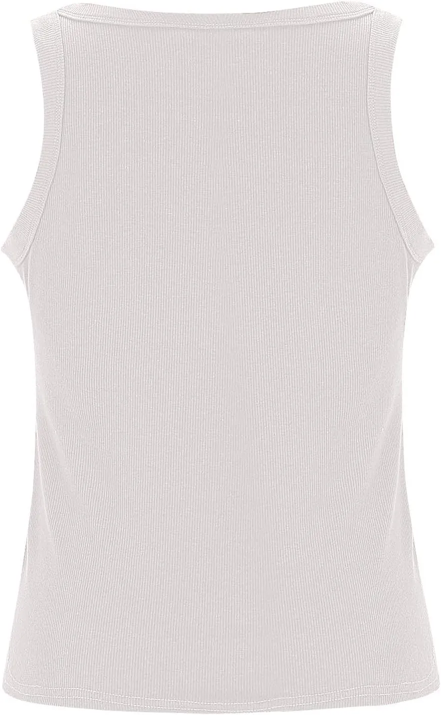 Ribbed Tank Tops for Women with Built in Bra Racerback Sleeveless Camisole Crewneck Slim Fit Chest Pad Tanks