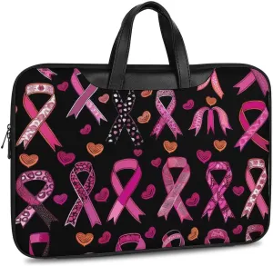 Ribbon Breast Cancer Awareness Laptop Tote Bag Waterproof Computer Carrying Case Business Office Briefcase