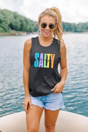 Salty Always Tank Top Women Beach Tanks Hawaiian Sleveless Vest Tops Summer Graphic Tanks Vacation Tops Workout