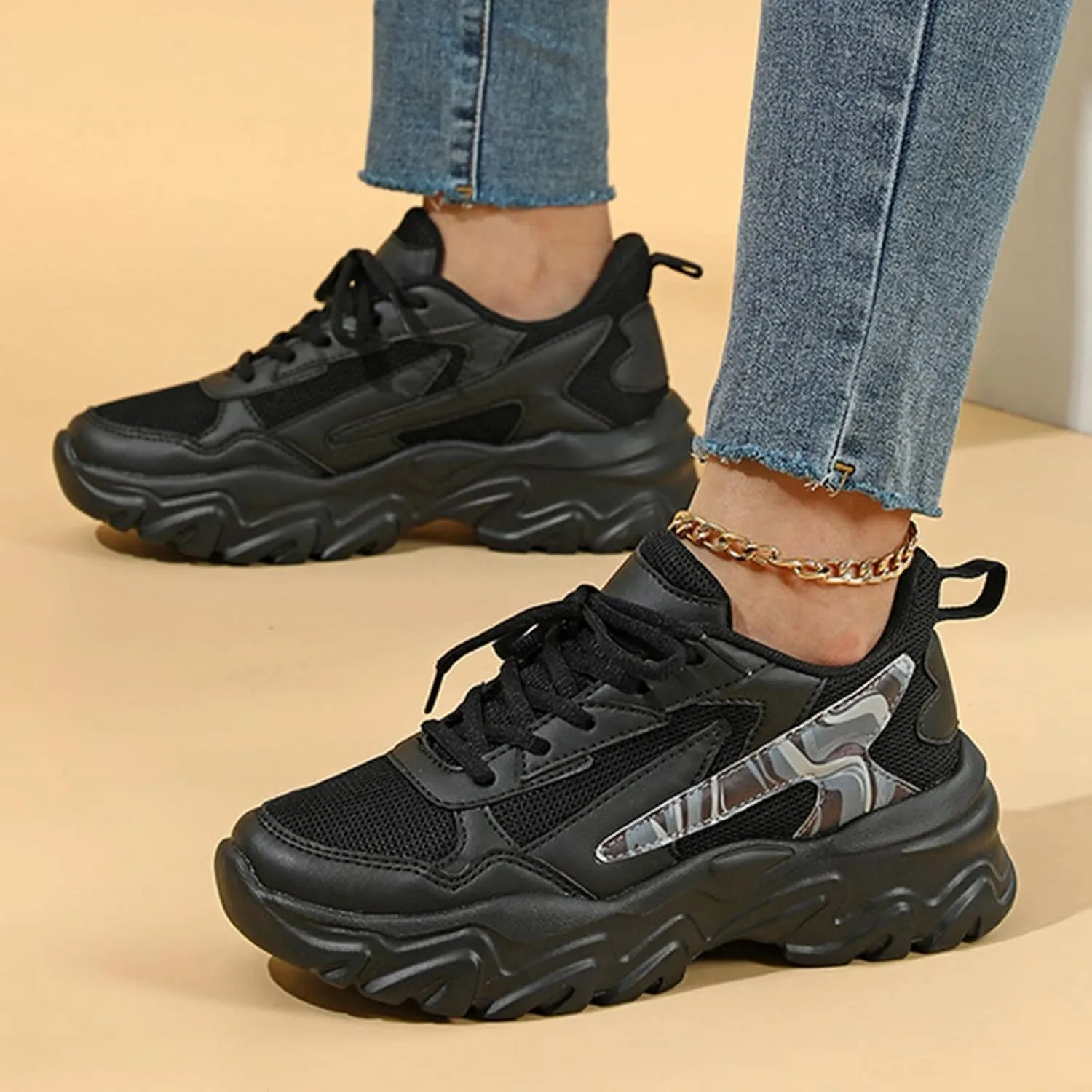 SBGMoSJ Platform High Top Sneakers for Women Fashion Women's Athletic Shoes Wide Width Sneakers Women Trendy Slip On Workout Shoes for Plantar Fasciitis for Women Women's Hiking Shoes Size 5