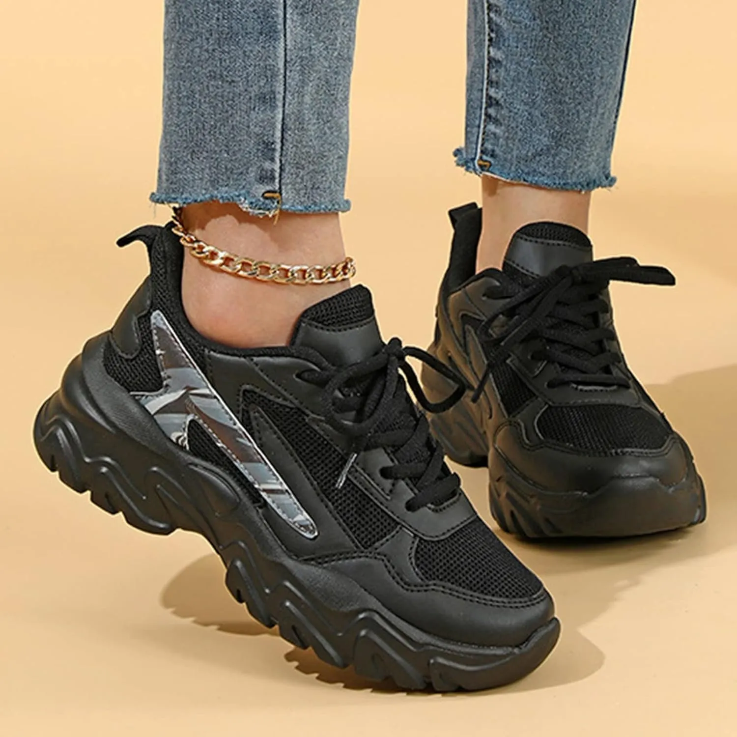 SBGMoSJ Platform High Top Sneakers for Women Fashion Women's Athletic Shoes Wide Width Sneakers Women Trendy Slip On Workout Shoes for Plantar Fasciitis for Women Women's Hiking Shoes Size 5
