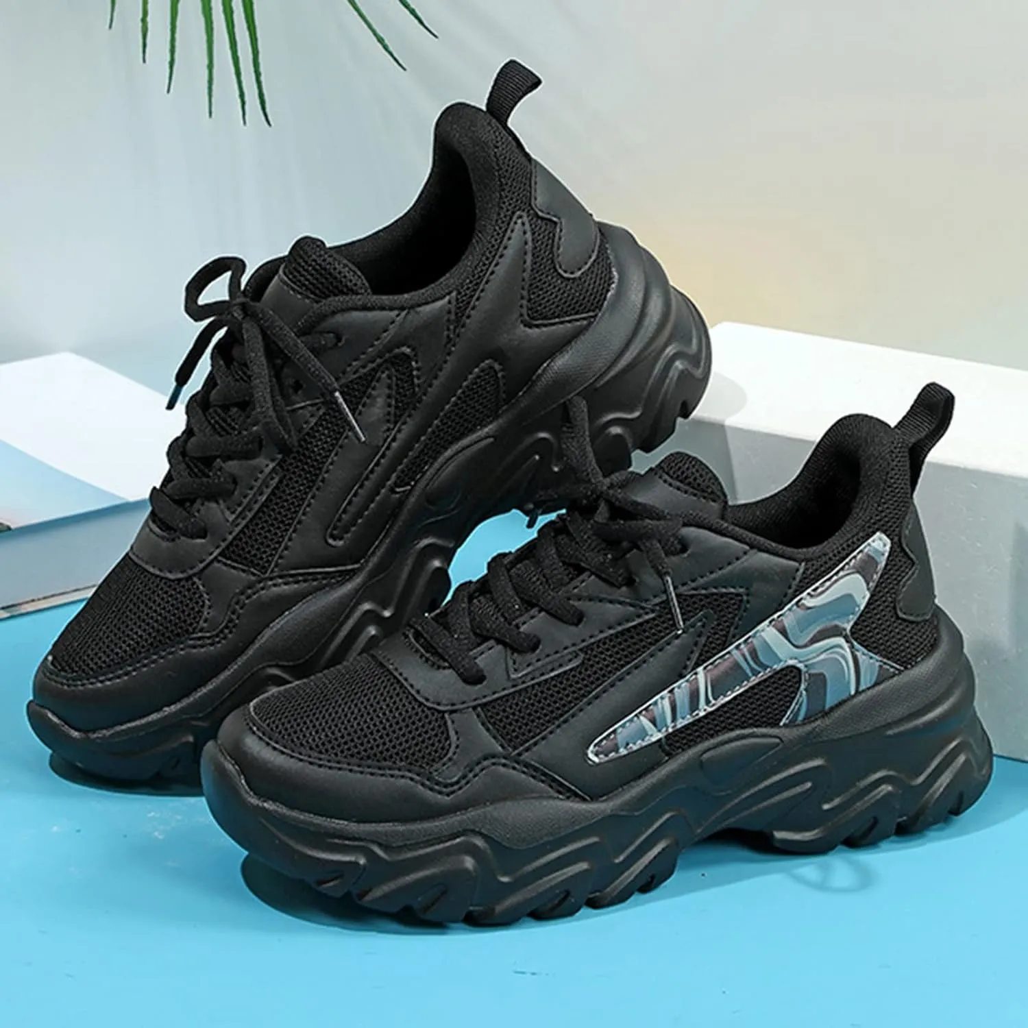 SBGMoSJ Platform High Top Sneakers for Women Fashion Women's Athletic Shoes Wide Width Sneakers Women Trendy Slip On Workout Shoes for Plantar Fasciitis for Women Women's Hiking Shoes Size 5