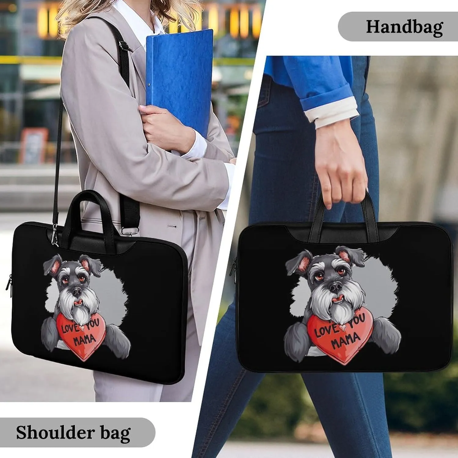 Schnauzer Dog Laptop Tote Bag Waterproof Computer Carrying Case Business Office Briefcase
