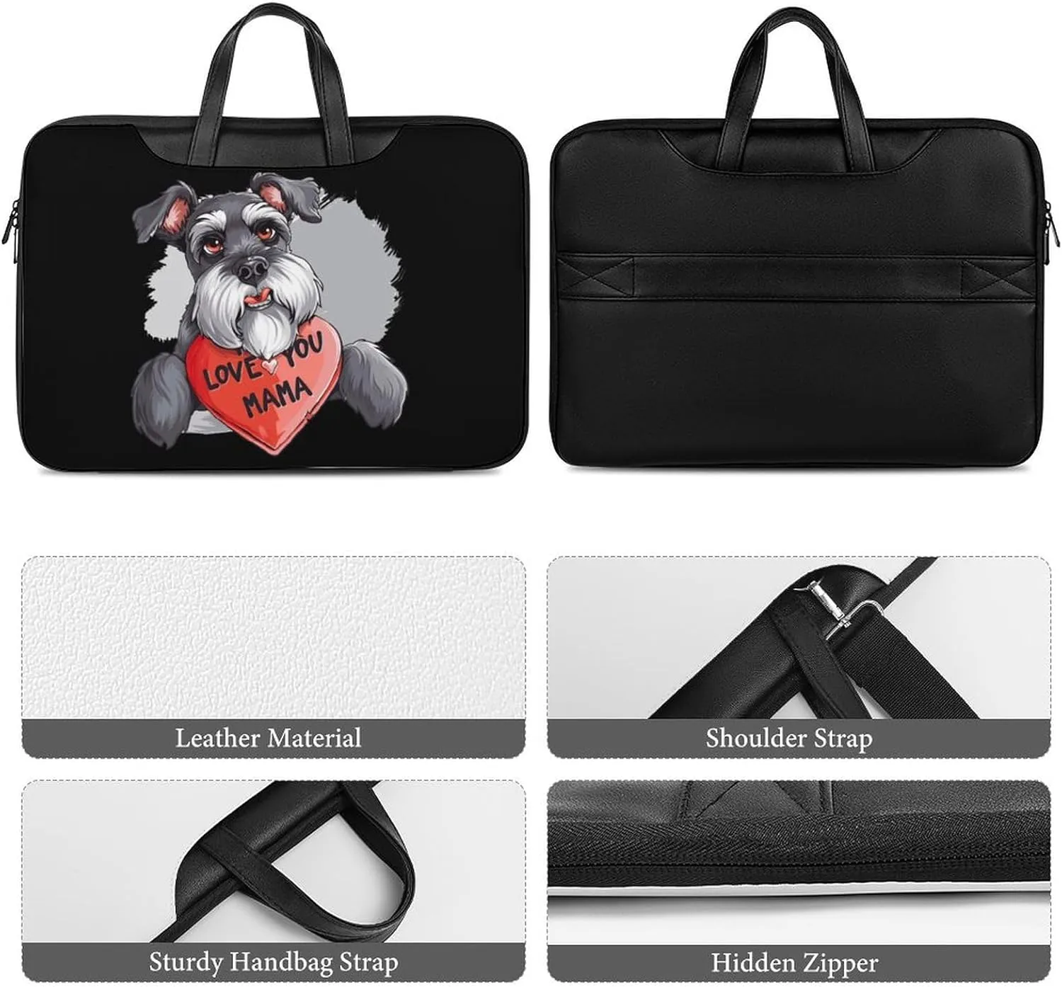 Schnauzer Dog Laptop Tote Bag Waterproof Computer Carrying Case Business Office Briefcase