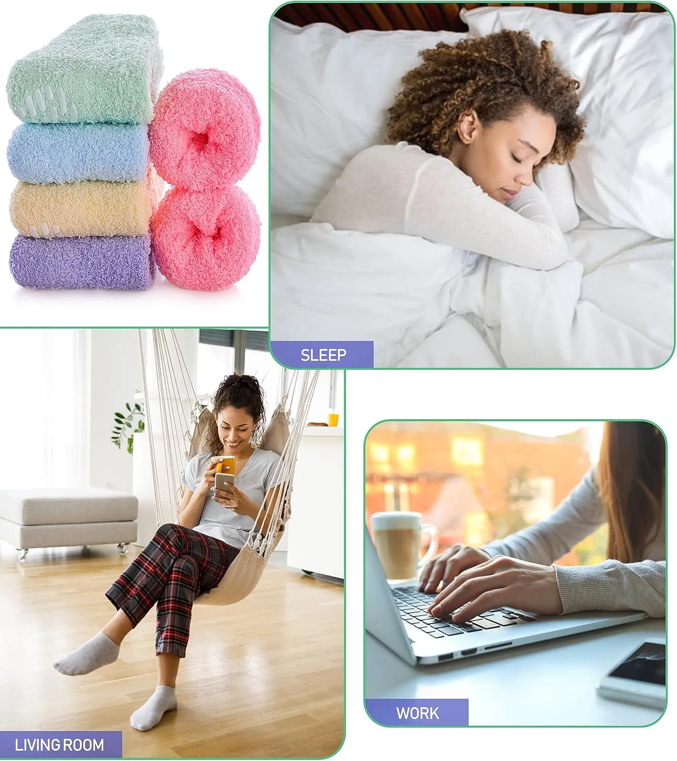 SDBING Non Slip Fuzzy Socks with Grips for Women - Hospital Slipper Socks