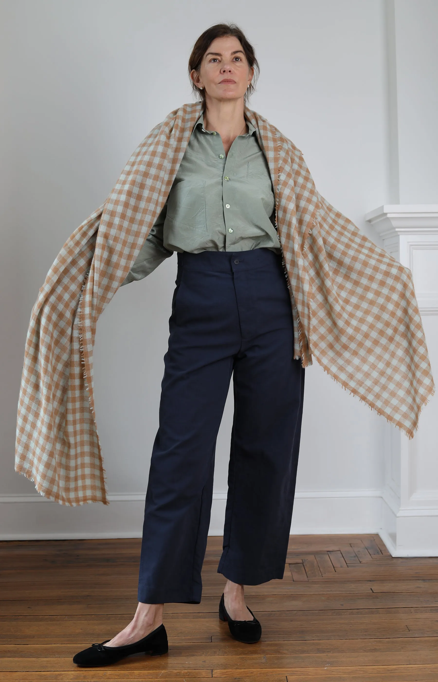 Seafoam & Camel Large Cashmere Scarf